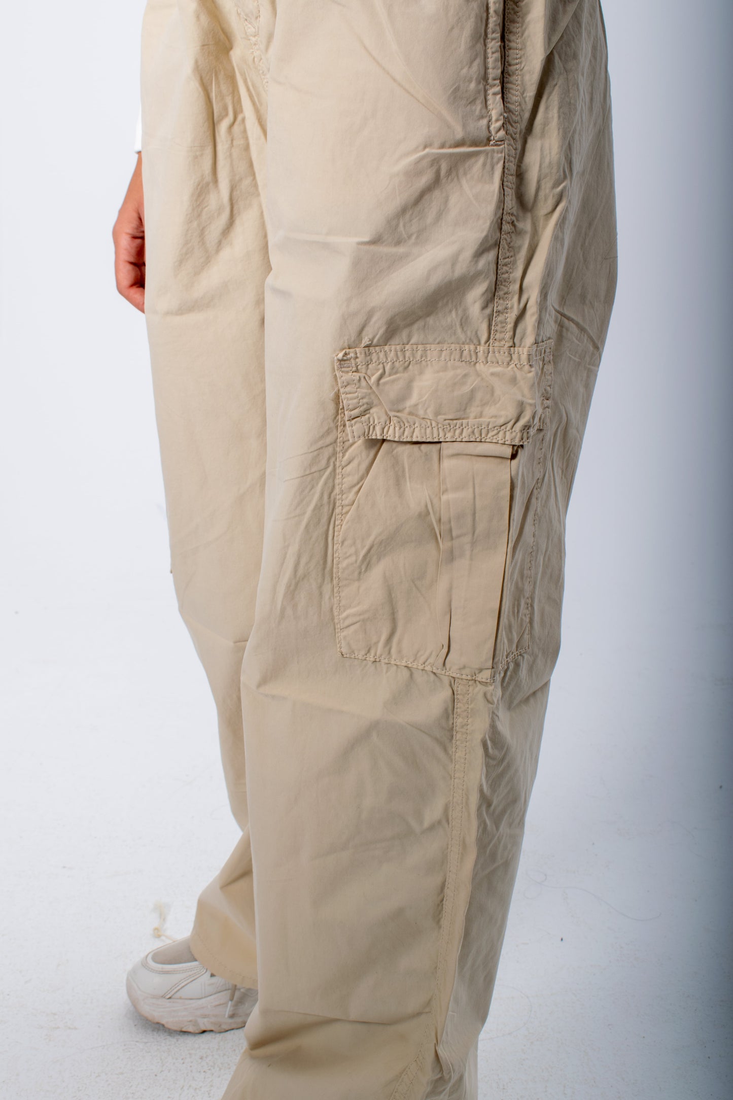 Beige Parachute Pants