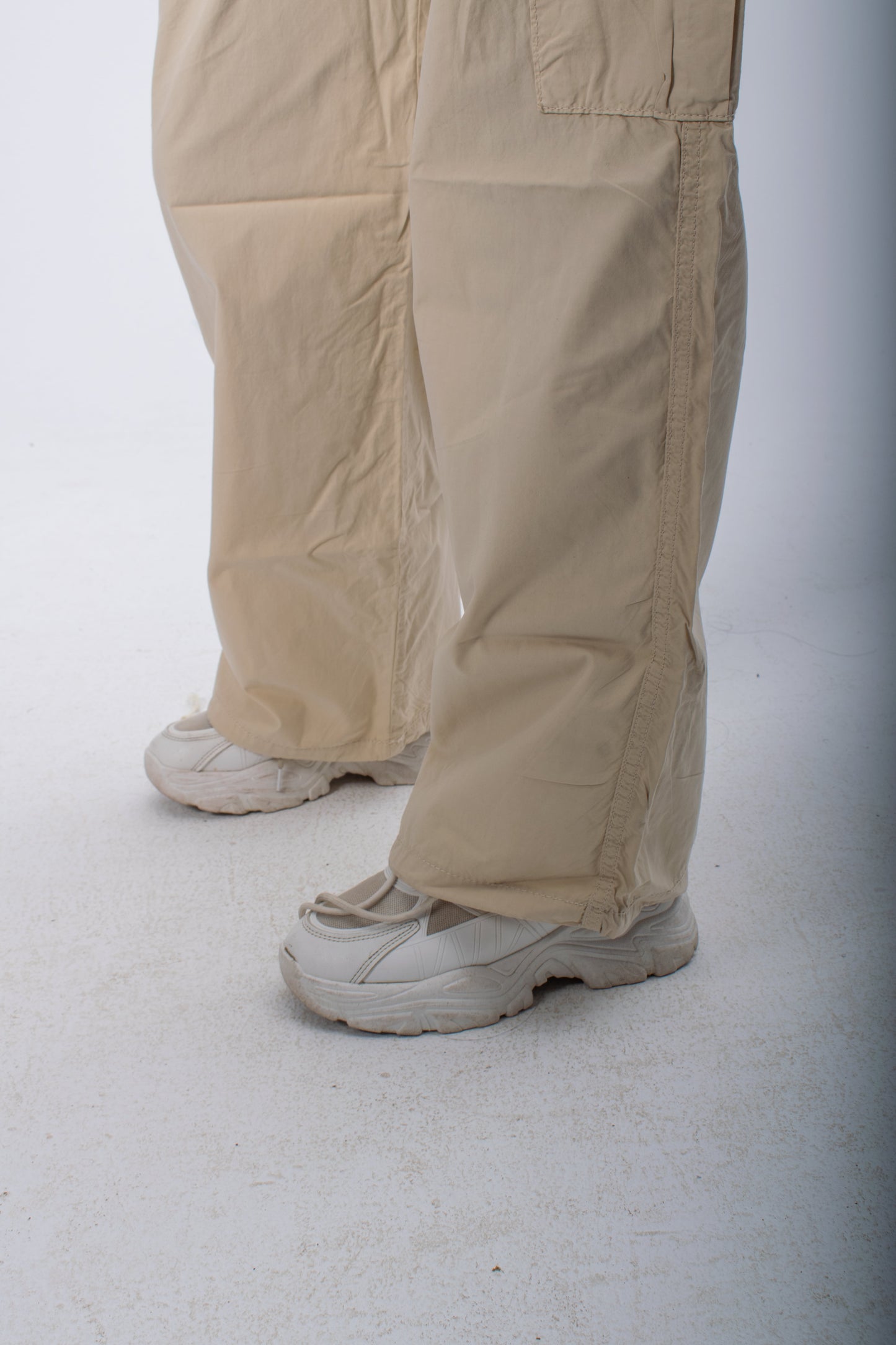 Beige Parachute Pants