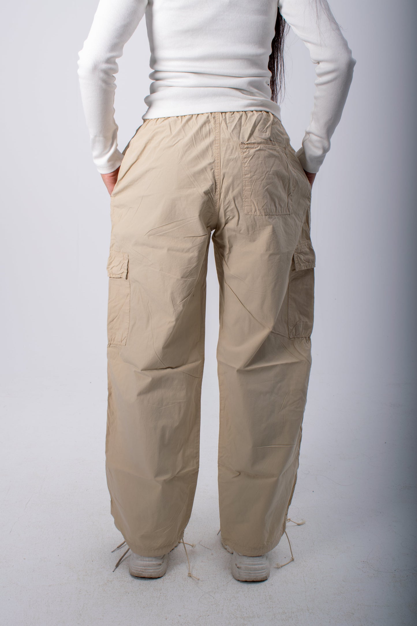 Beige Parachute Pants